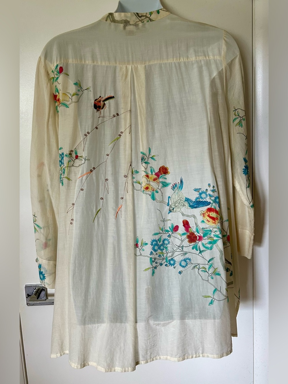 Citron Santa Monica 3x Blouse Birds Floral Cotton Silk